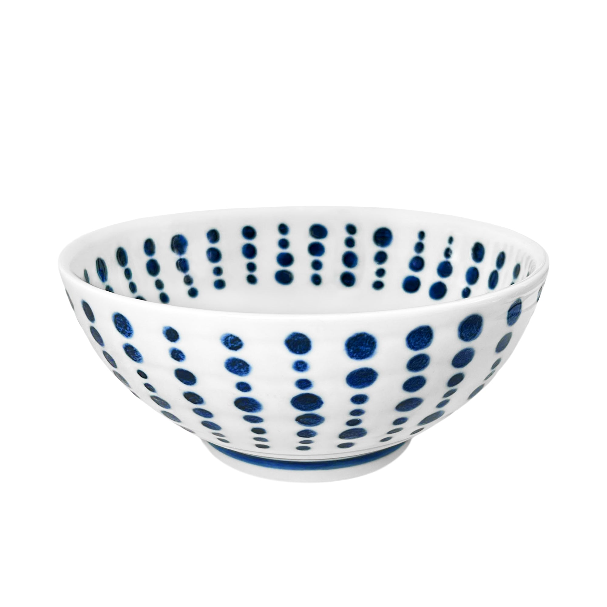 Japanese Large Ramen Noodle Bowl 18cm Blue Dots Gokan