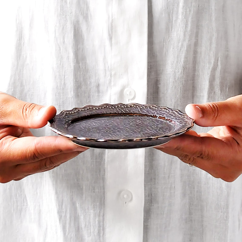 Japanese Sauce Dish 11cm Minorutouki Omnis Kuro Brown