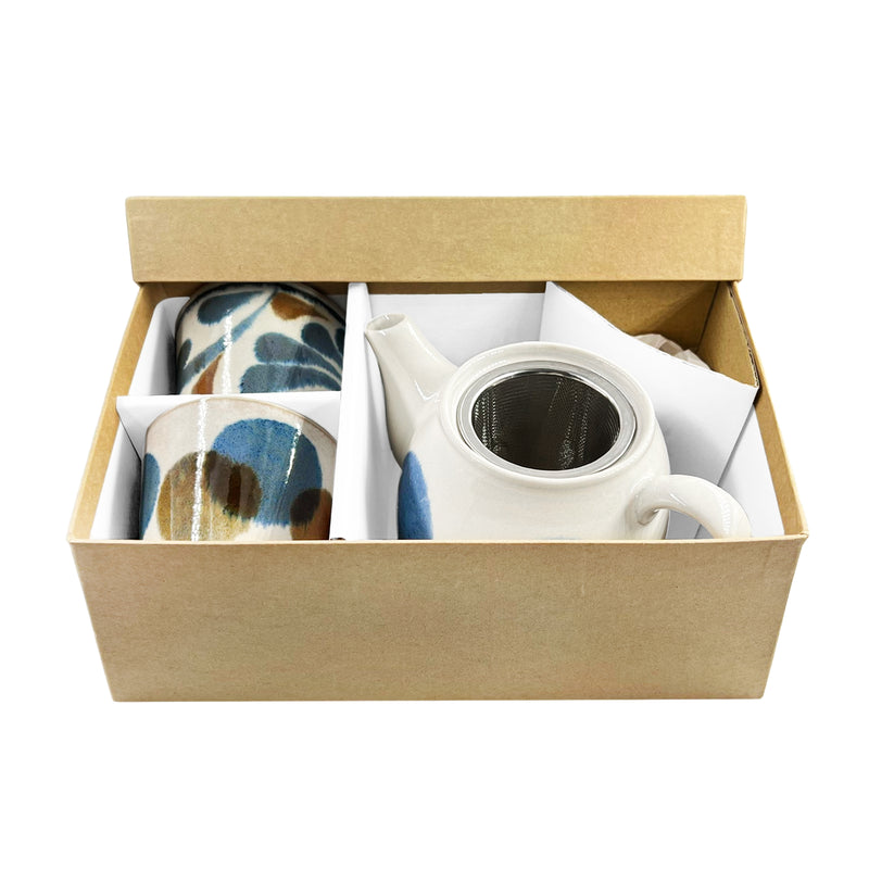 BRUSH BLUE Set of 3 Tea Pot & Cups PAIKAJI Monogatari