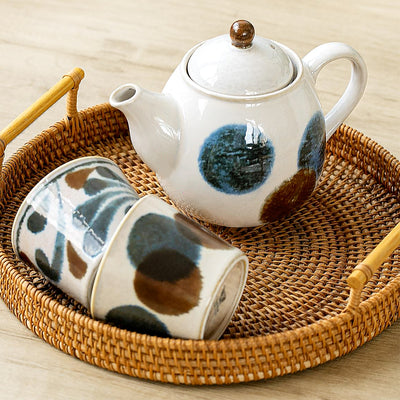 BRUSH BLUE Set of 3 Tea Pot & Cups PAIKAJI Monogatari