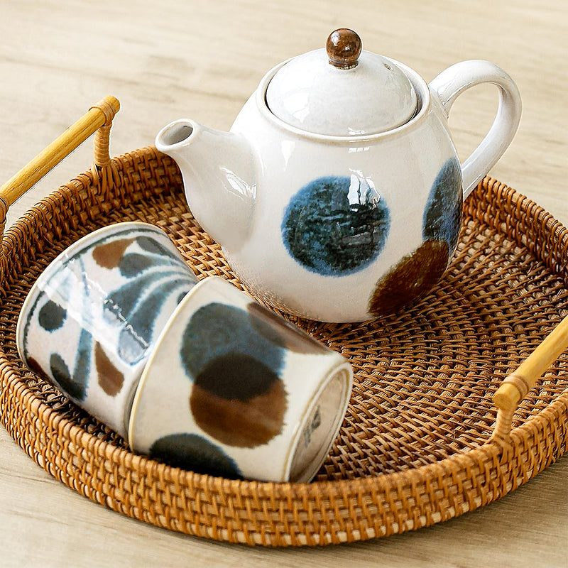 BRUSH BLUE Set of 3 Tea Pot & Cups PAIKAJI Monogatari