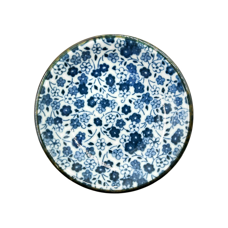 Japanese Sauce Dish 9cm Flowers Blue