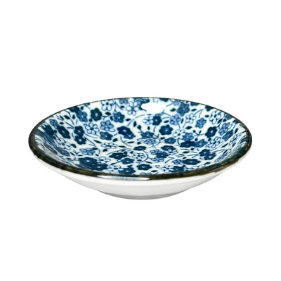 Japanese Sauce Dish 9cm Flowers Blue