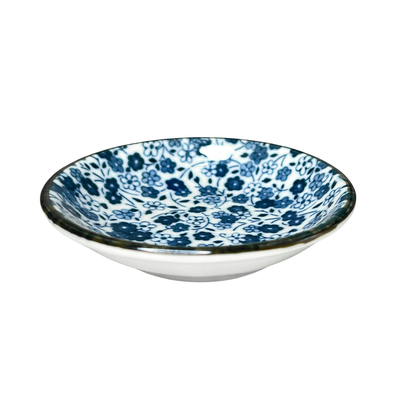 Japanese Sauce Dish 9cm Flowers Blue
