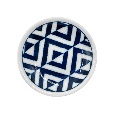 Japanese Sauce Dish 9cm Blue Triangles