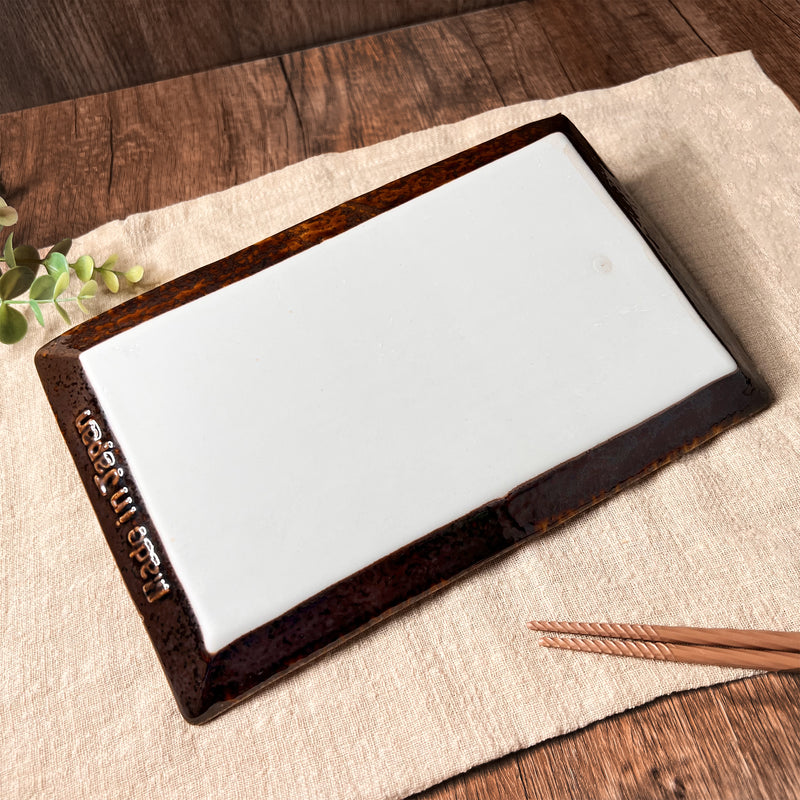 Japanese Fusion Rectangular Display Plate 240mm Caramel
