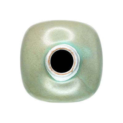 Japanese Mini Vase Inflated Cube Style Blue Grey