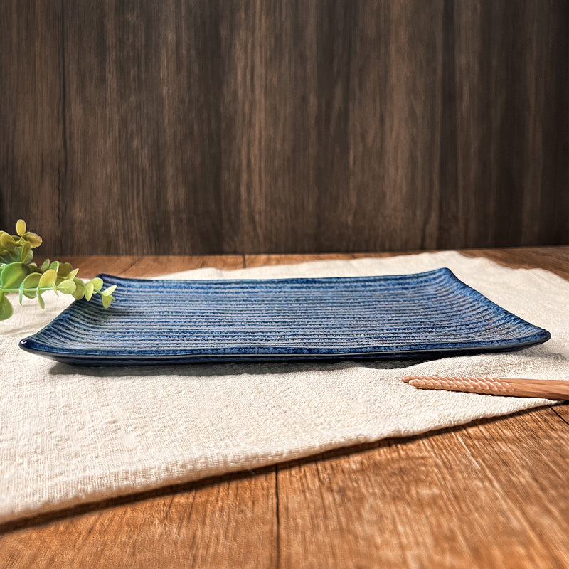 Japanese Fusion Rectangular Display Plate 240mm Ocean