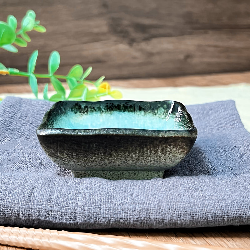 Japanese Square Sauce Dish 7cm Retro Turquoise