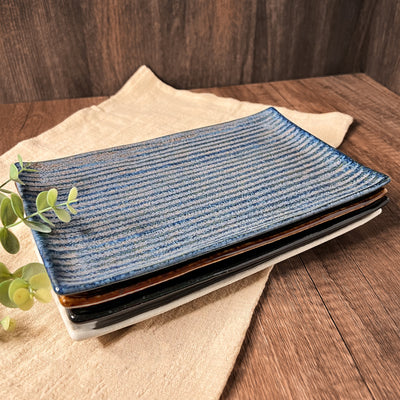 Japanese Fusion Rectangular Display Plate 240mm Ocean