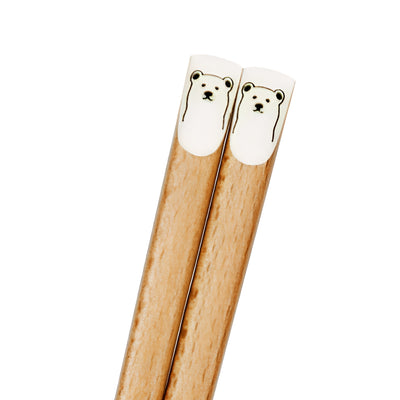 Natural Wood Chopsticks Mono Bear 22.5cm Made In Japan