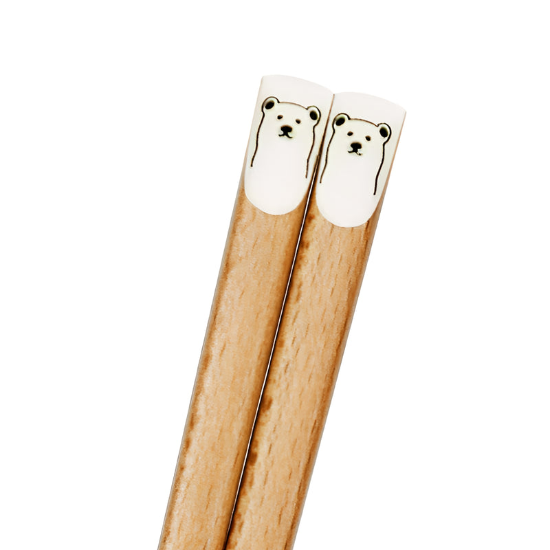 Natural Wood Chopsticks Mono Bear 22.5cm Made In Japan