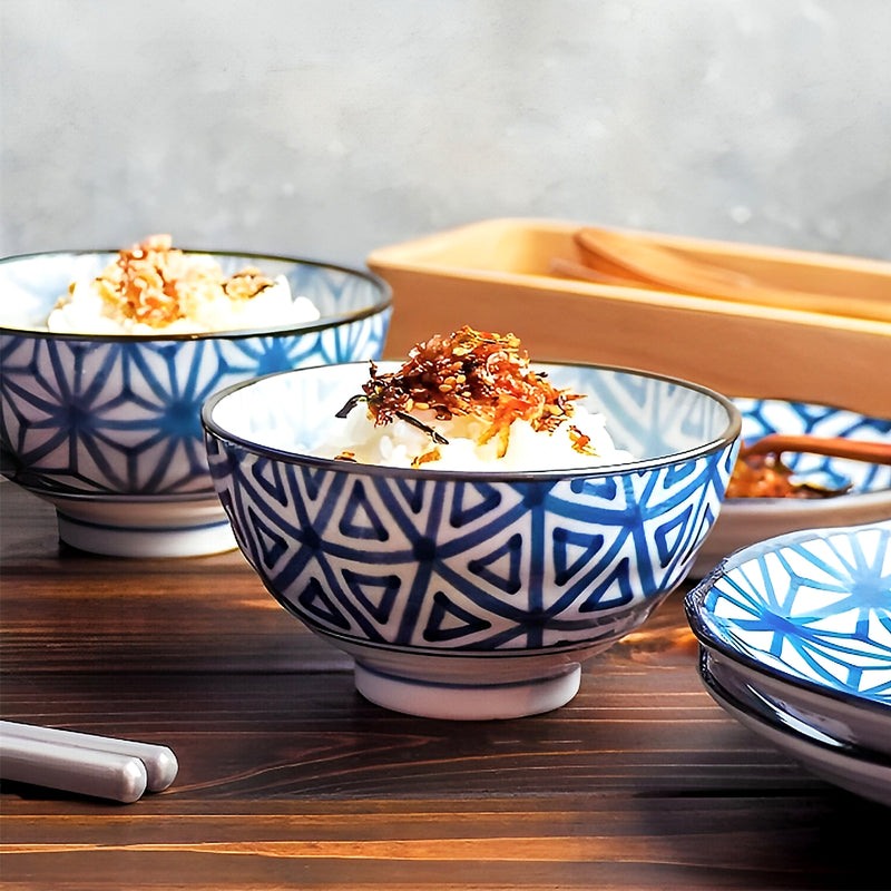 Japanese Ceramic Rice Bowl 13cm Indigo Kasuri