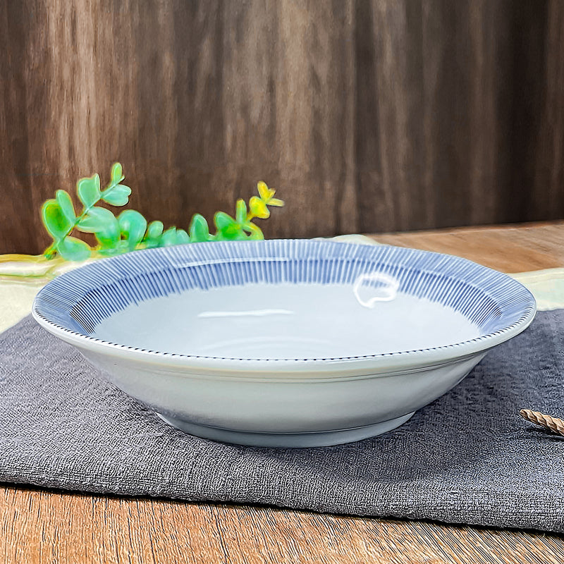 Japanese Ceramic Serving Bowl 16.5cm Blue Lines