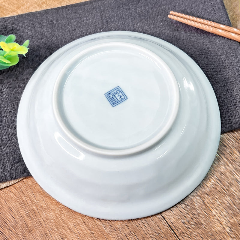 Japanese Ceramic Serving Bowl 16.5cm Blue Lines