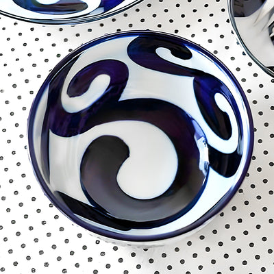 Japanese Ceramic Rice Bowl 13cm Blue Vines