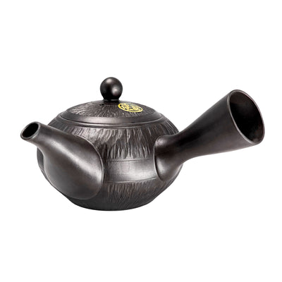 Japanese TOKONAME Tea Pot With Handle Cherry Blossom Matte Black 17cm