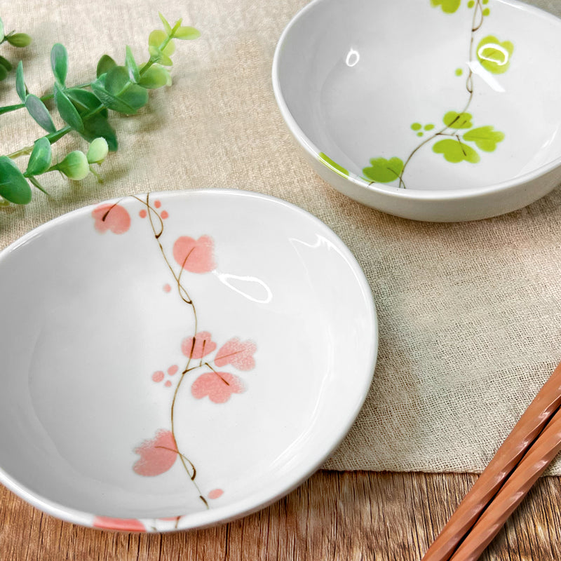 Japanese Sauce Dish 11cm Vines Pink