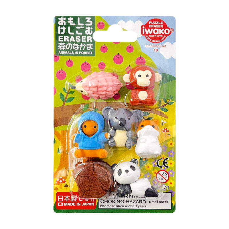 Japanese Iwako Puzzle Eraser ANIMALS IN FOREST 7pk