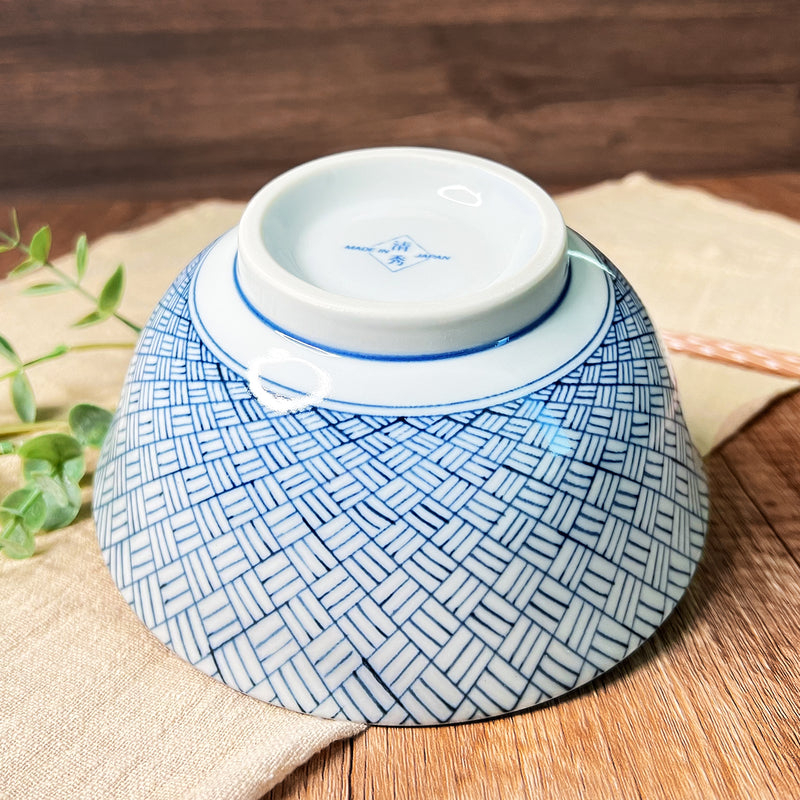 Japanese Ceramic Rice Bowl Series 15.5cm Blue Woven
