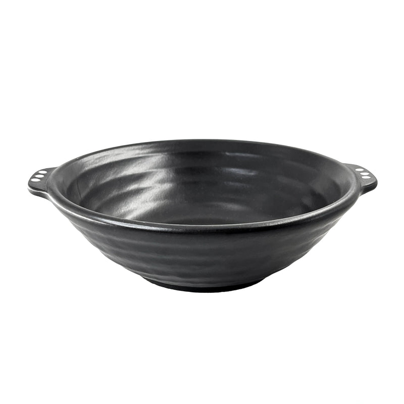 Japanese Serving Bowl Series 21.5cm Black With White Dots Handles