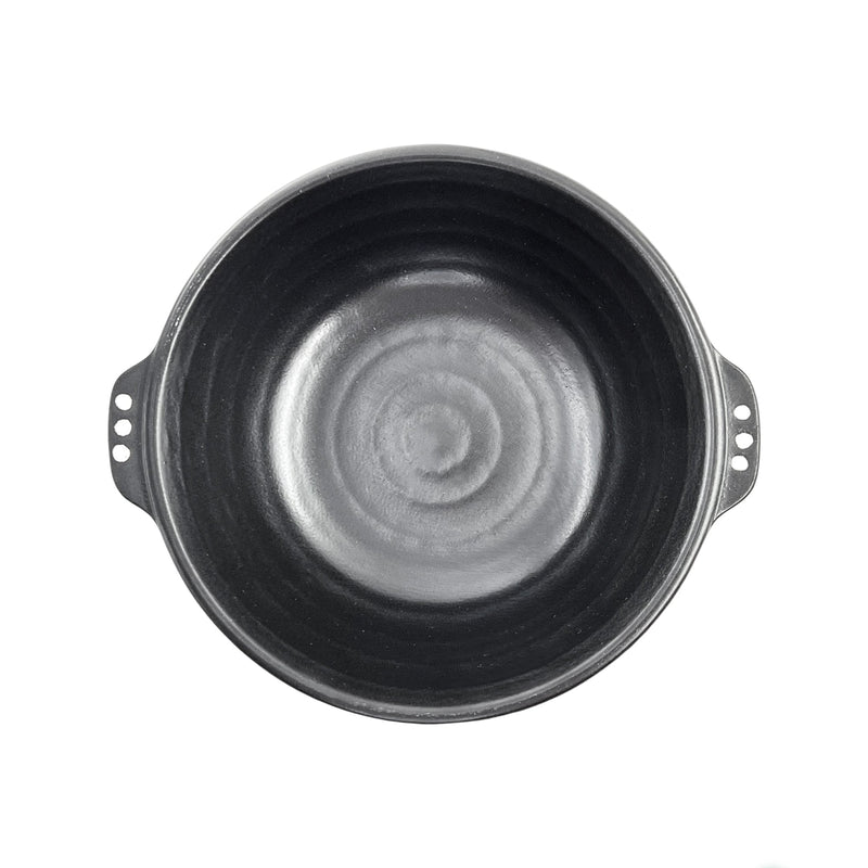 Japanese Serving Bowl Series 21.5cm Black With White Dots Handles