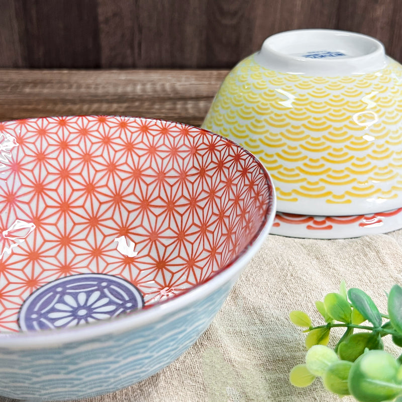 Japanese Noodle Bowl 15.5cm Asanoha-wave