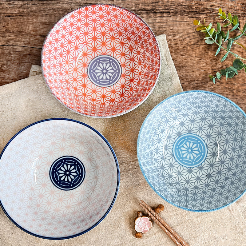 Japanese Noodle Bowl 15.5cm Asanoha-wave