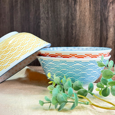 Japanese Noodle Bowl 15.5cm Asanoha-wave