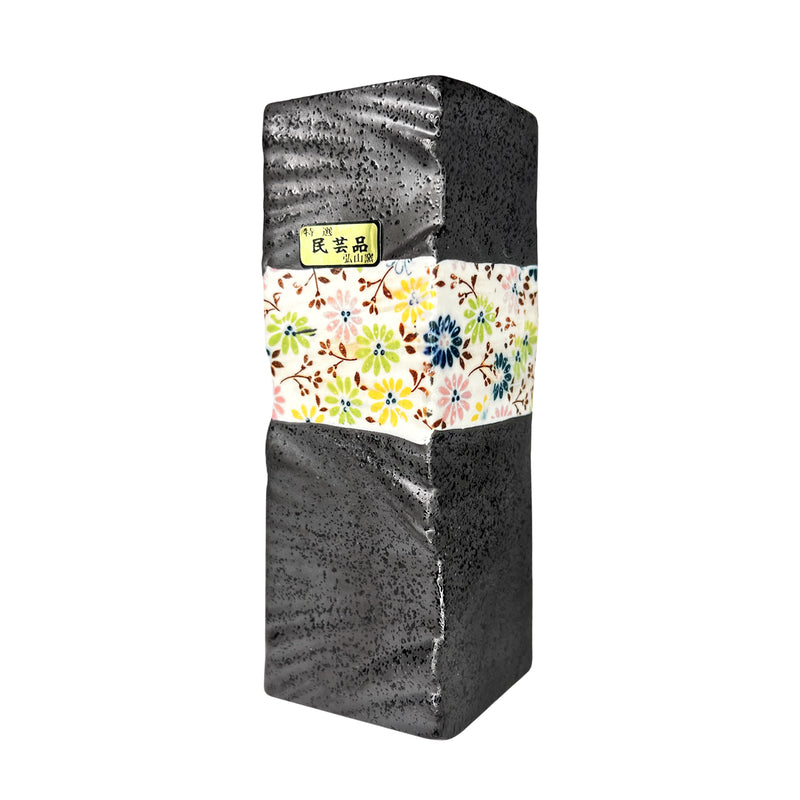 Japanese Copper Plate Style Colorful Chrysanthemums Matte Black