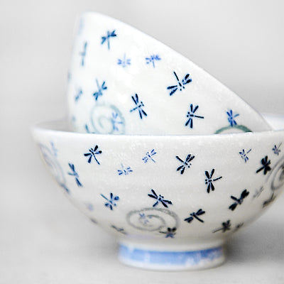 Japanese Ceramic Rice Bowl 12cm Dragonfly