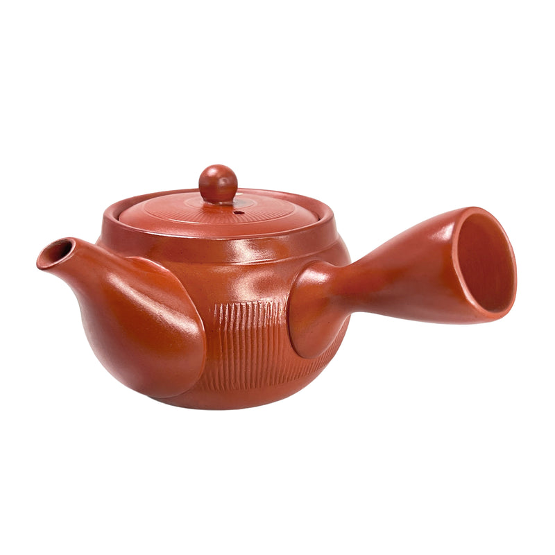 Japanese TOKONAME Tea Pot With Handle Texture Cinnabar 17.5cm