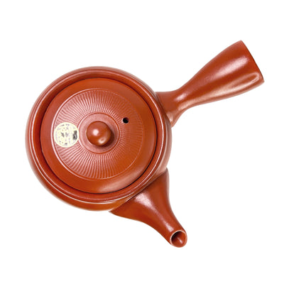 Japanese TOKONAME Tea Pot With Handle Texture Cinnabar 17.5cm