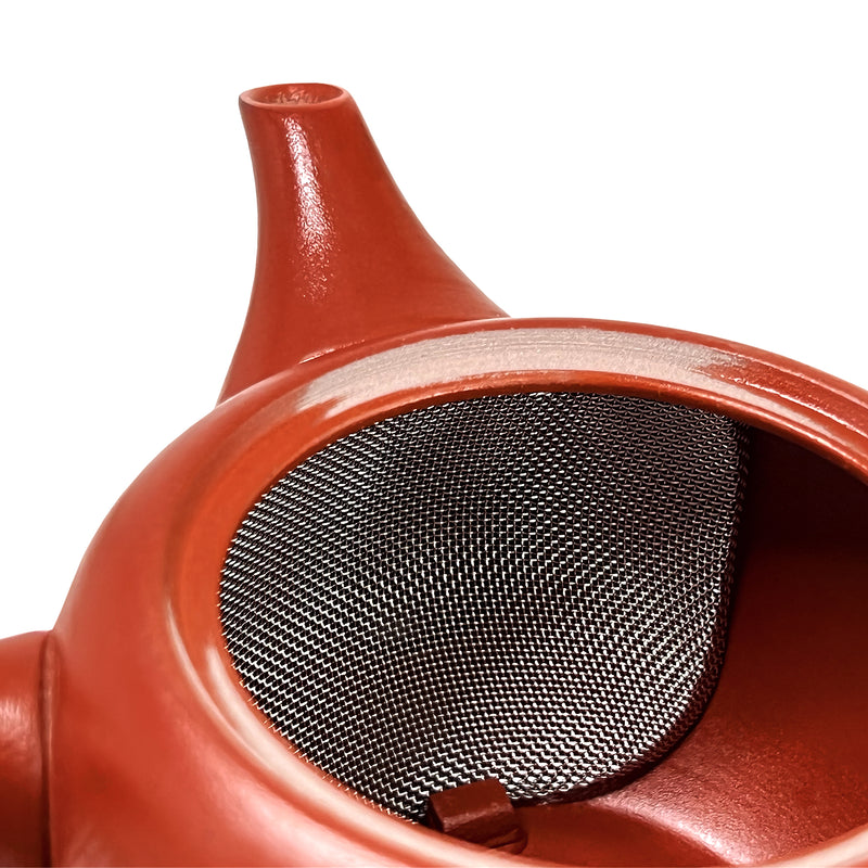 Japanese TOKONAME Tea Pot With Handle Texture Cinnabar 17.5cm