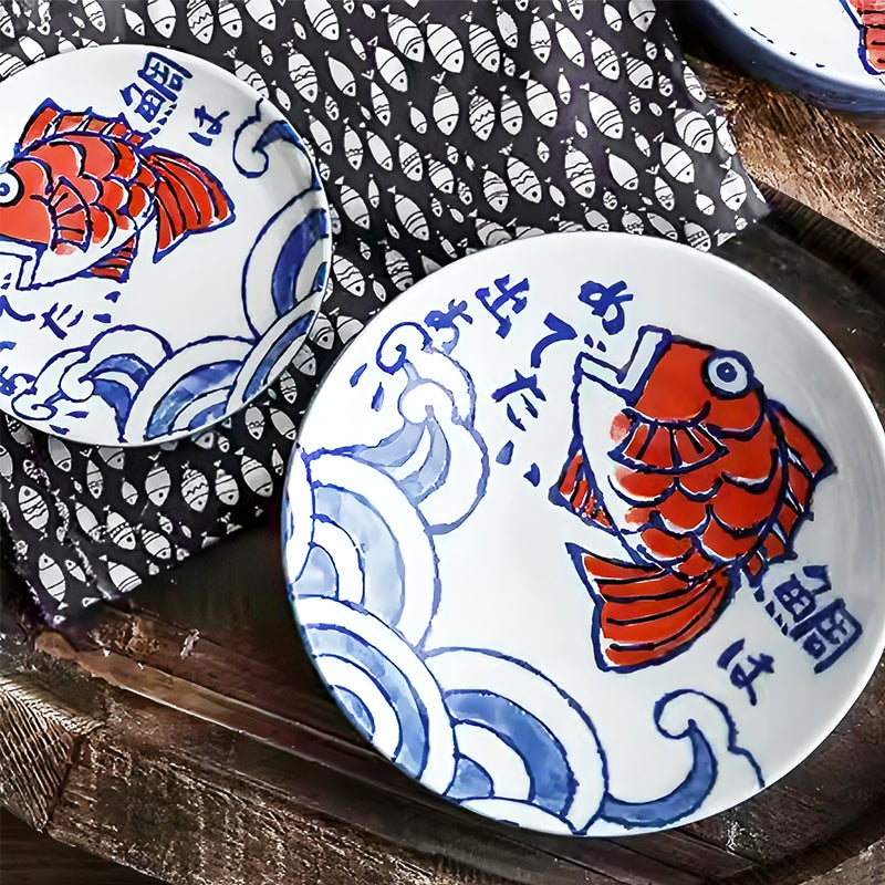Japanese Ceramic Plate 13.5cm Koi Carp