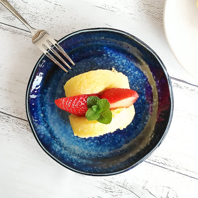 Japanese Handcrafted Sauce Dish 12cm Cobalt Blue