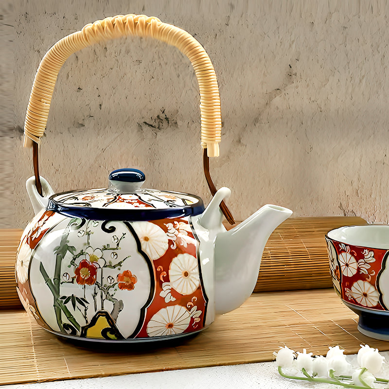 Japanese Traditional Tea Pot Handcrafted Seijaku-e