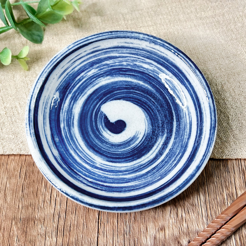 Japanese Ceramic Sauce Dish 9.5cm Swirl