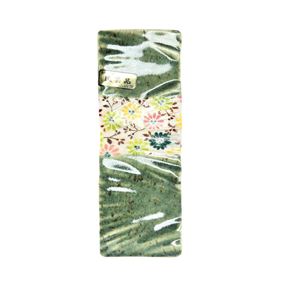 Japanese Copper Plate Style Colorful Chrysanthemums Green Grey