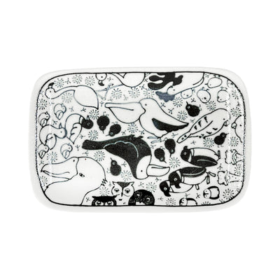 Minorutouki Rectangle Plate 16.5cm Birds