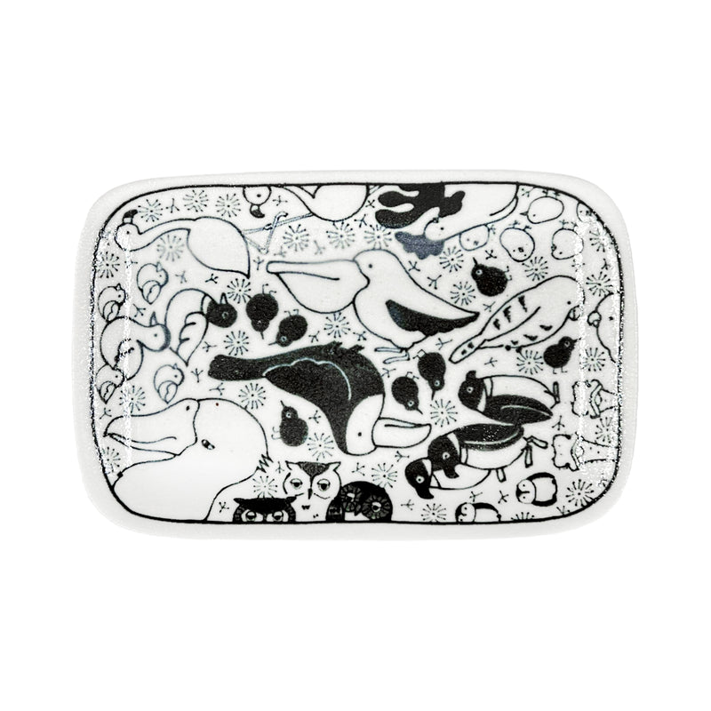 Minorutouki Rectangle Plate 16.5cm Birds