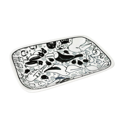 Minorutouki Rectangle Plate 16.5cm Birds