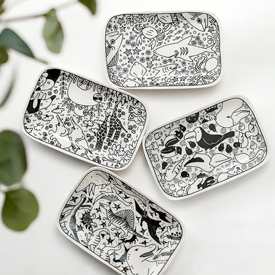 Minorutouki Rectangle Plate 16.5cm Birds
