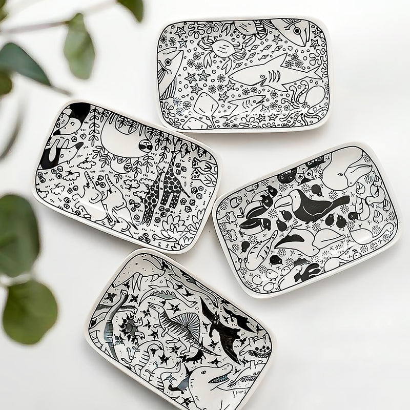 Minorutouki Rectangle Plate 16.5cm Birds