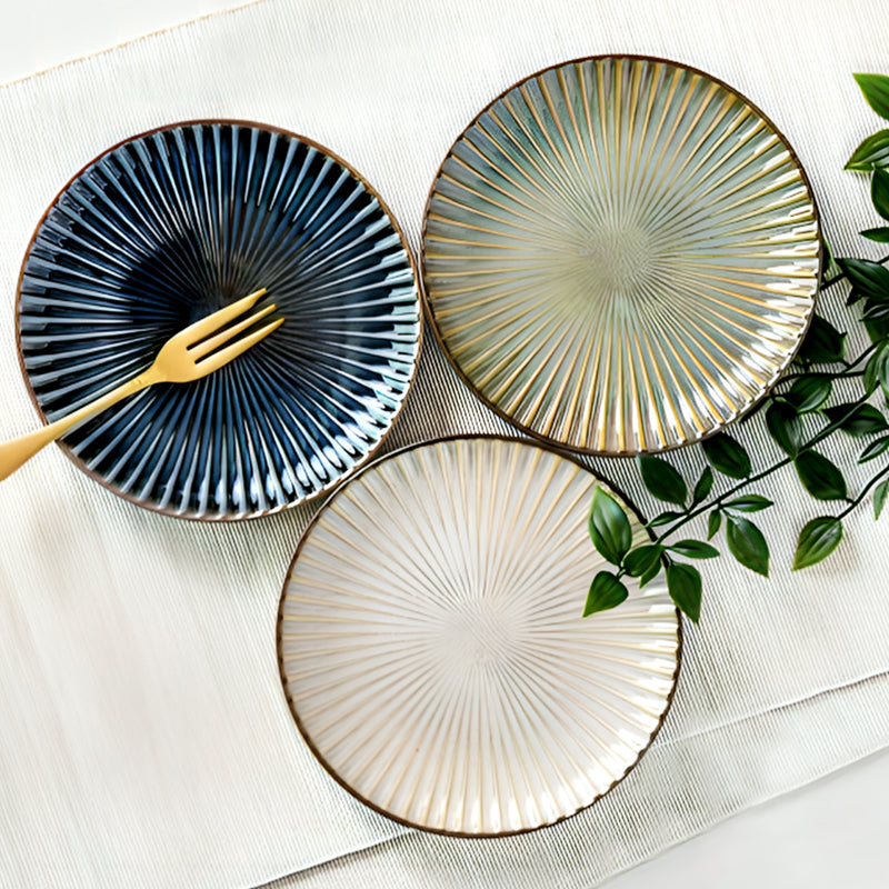 Japanese Side Plate 20.5cm Minoru Touki Sendan Ocean Blue