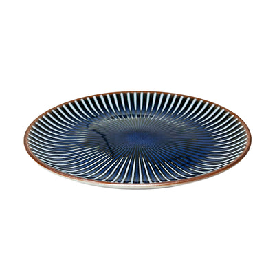 Japanese Ceramic Side Plate 16.5cm Minoru Touki Sendan Ocean Blue