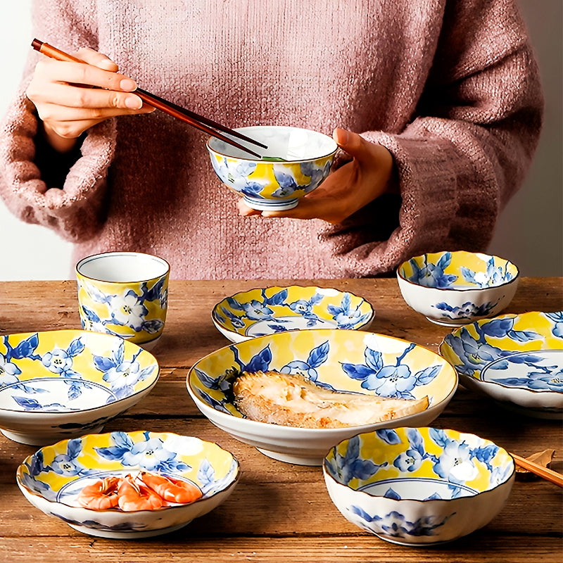 Japanese Side Plate 13.5cm Peony Yellow