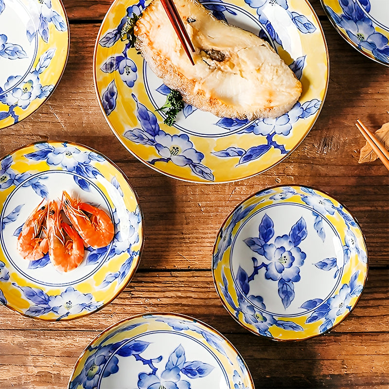 Japanese Side Plate 13.5cm Peony Yellow