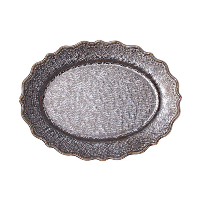 Japanese Oval Plate 28.5cm Length Minorutouki Omnis Kuro Brown