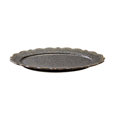 Japanese Oval Plate 28.5cm Length Minorutouki Omnis Kuro Brown